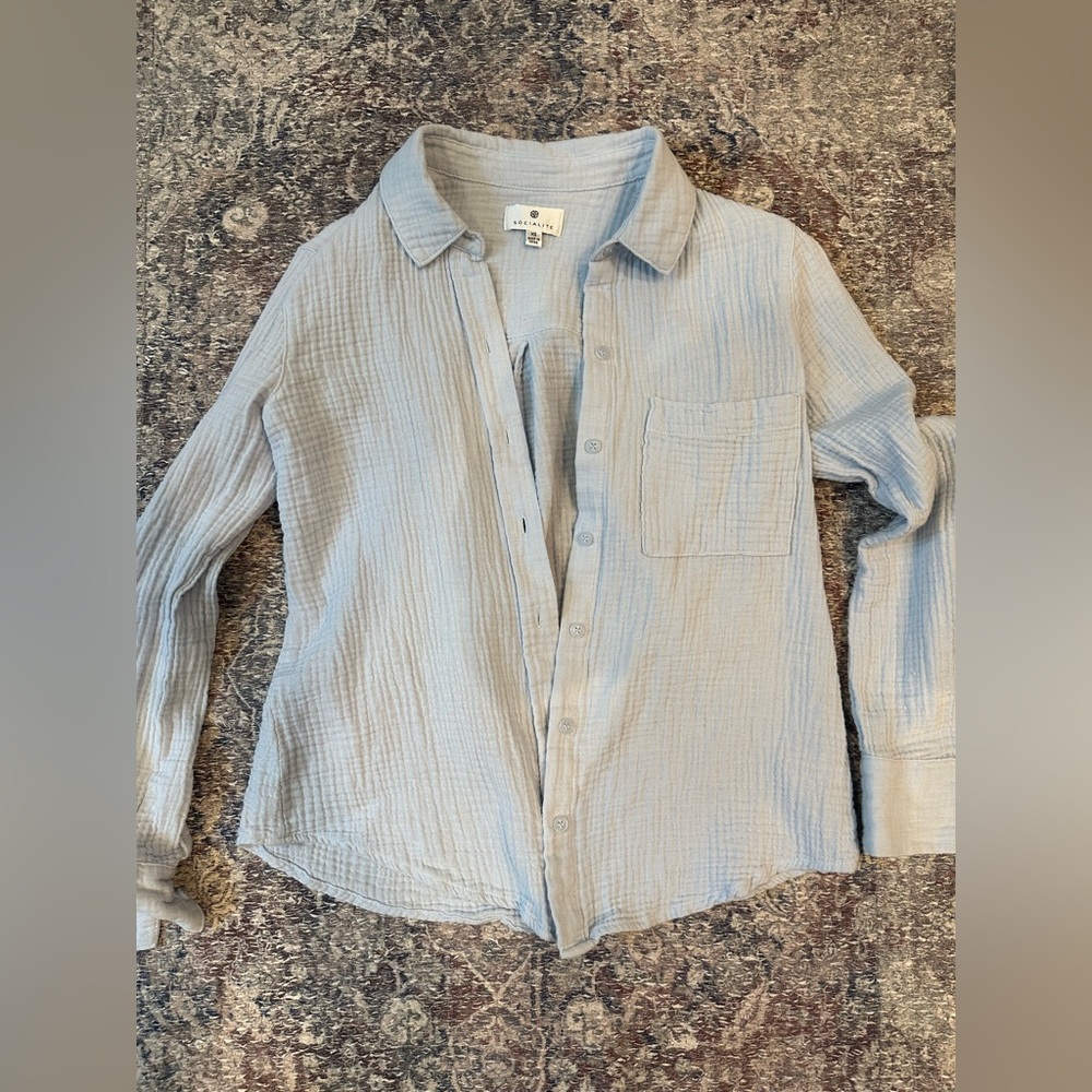 Socialite Sky Blue Textured Shirt
